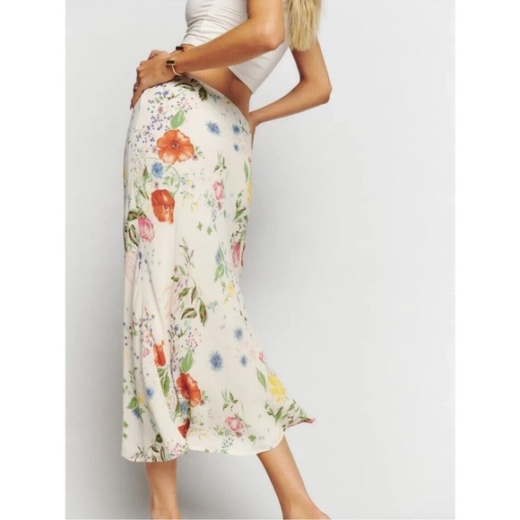 Reformation Layla Skirt Midi Maxi in Etude Cream Floral 2 - Picture 12 of 14